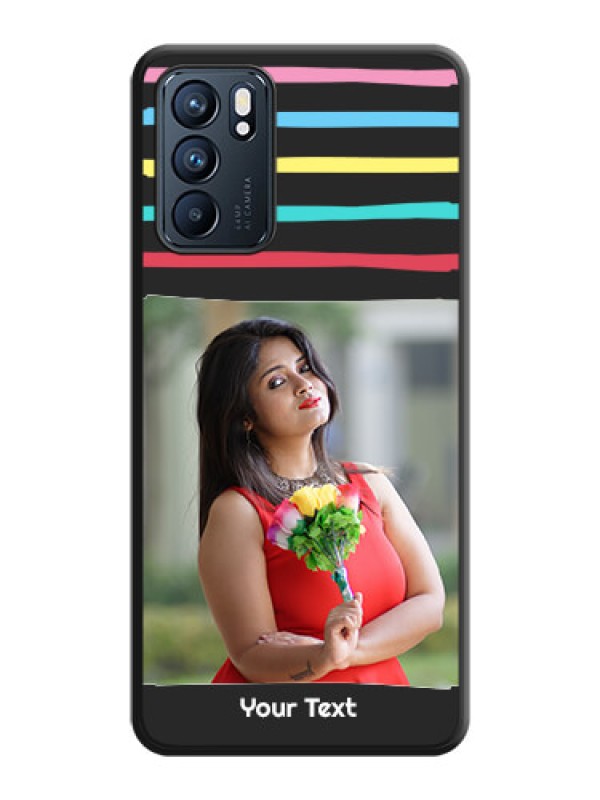 Custom Multicolor Lines with Image on Space Black Personalized Soft Matte Phone Covers - Oppo Reno 6 5G