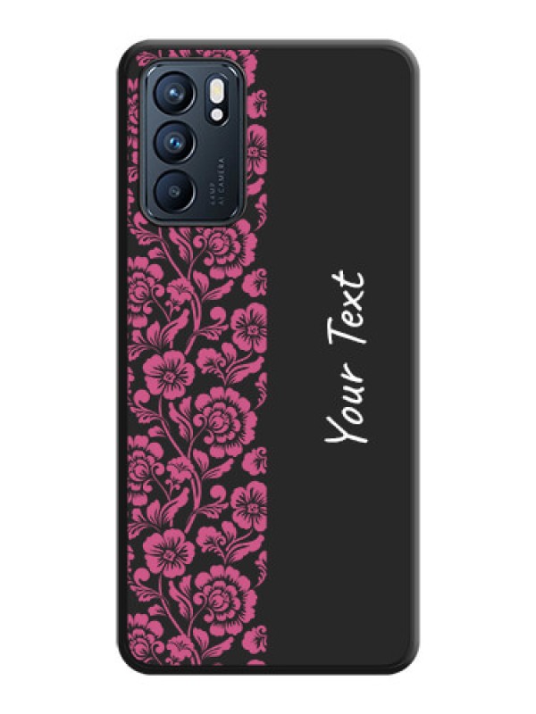 Custom Pink Floral Pattern Design With Custom Text On Space Black Personalized Soft Matte Phone Covers -Oppo Reno 6 5G
