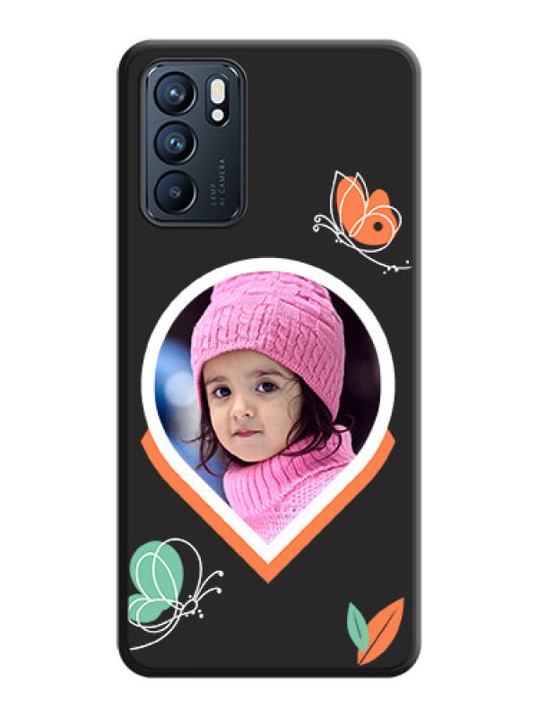 Custom Upload Pic With Simple Butterly Design On Space Black Personalized Soft Matte Phone Covers -Oppo Reno 6 5G