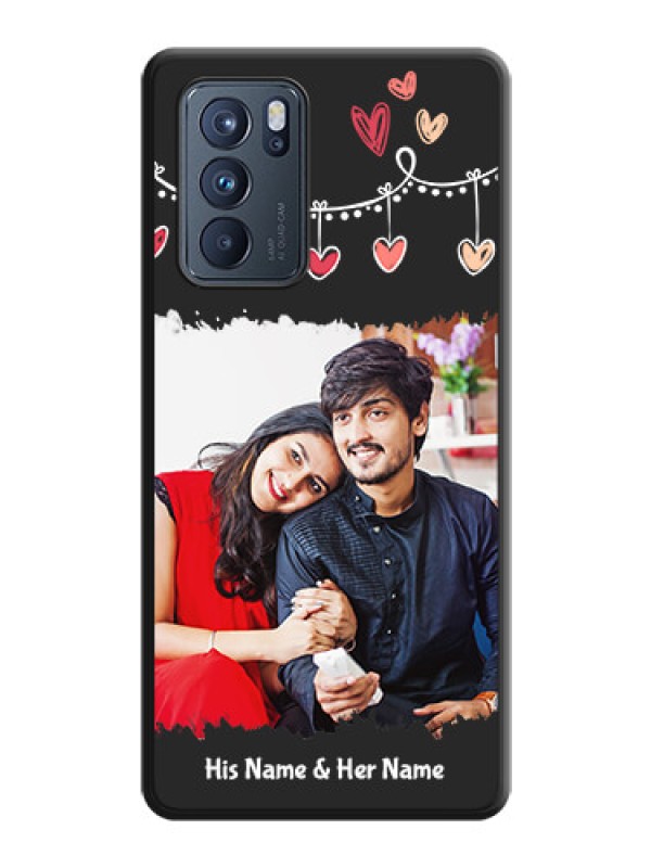 Custom Pink Love Hangings with Name on Space Black Custom Soft Matte Phone Cases - Oppo Reno 6 Pro 5G