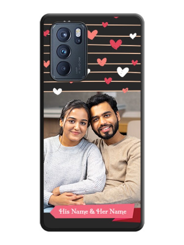 Custom Love Pattern with Name on Pink Ribbon on Photo on Space Black Soft Matte Back Cover - Oppo Reno 6 Pro 5G
