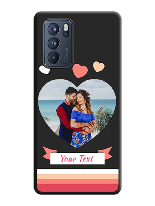 Custom Love Shaped Photo with Colorful Stripes on Personalised Space Black Soft Matte Cases - Oppo Reno 6 Pro 5G