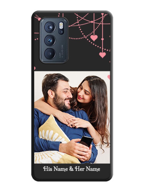 Custom Pink Love Hangings with Text on Space Black Custom Soft Matte Back Cover - Oppo Reno 6 Pro 5G