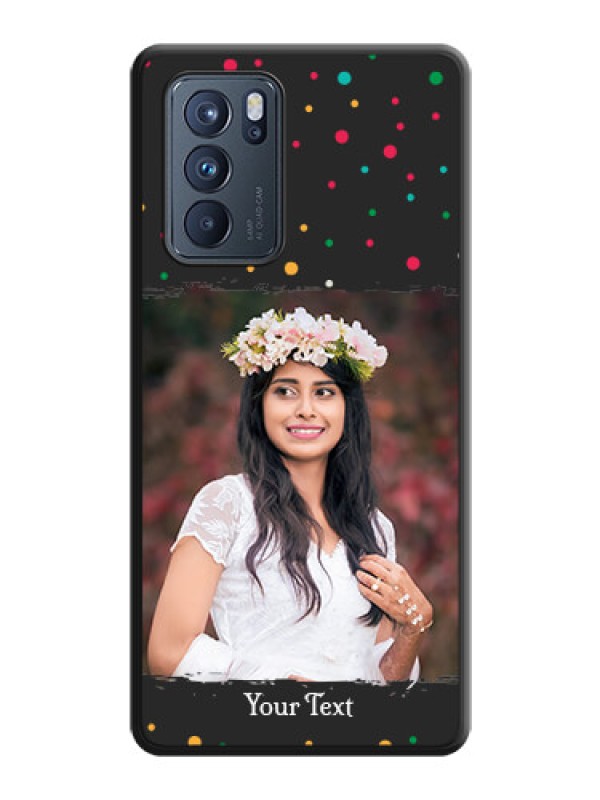 Custom Multicolor Dotted Pattern with Text on Space Black Custom Soft Matte Phone Back Cover - Oppo Reno 6 Pro 5G