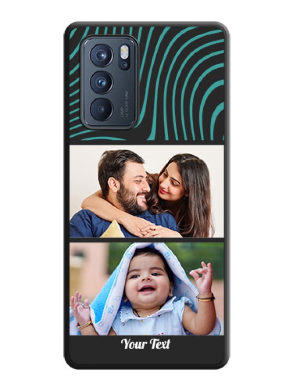 Custom Wave Pattern with 2 Image Holder on Space Black Personalized Soft Matte Phone Covers - Oppo Reno 6 Pro 5G