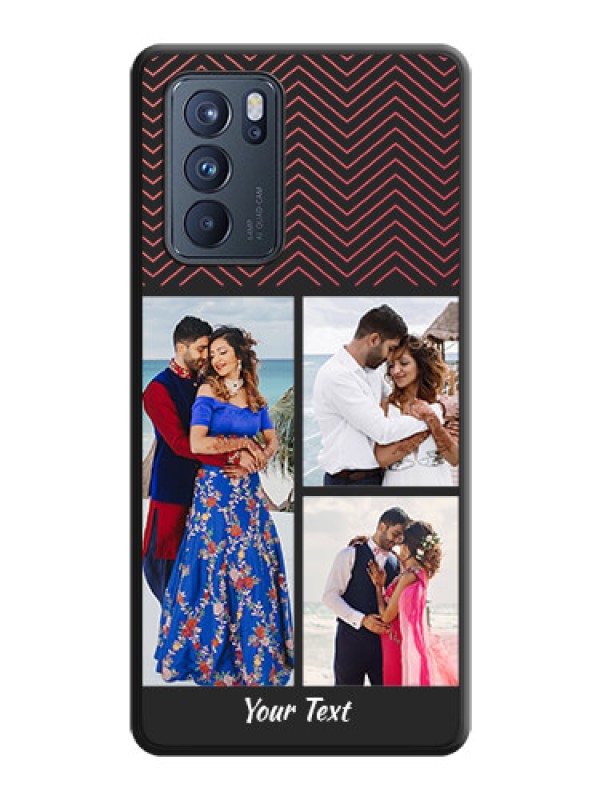 Custom Wave Pattern with 3 Image Holder on Space Black Custom Soft Matte Back Cover - Oppo Reno 6 Pro 5G