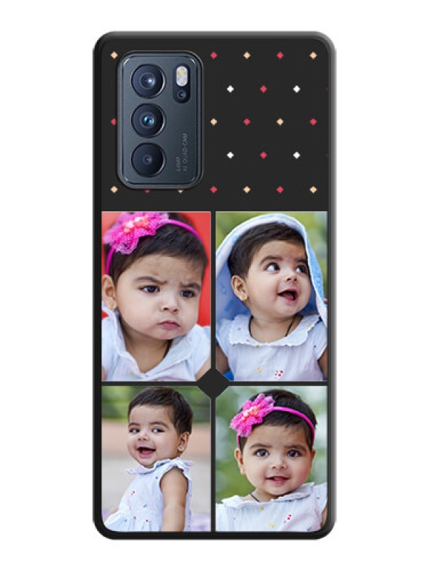 Custom Multicolor Dotted Pattern with 4 Image Holder on Space Black Custom Soft Matte Phone Cases - Oppo Reno 6 Pro 5G