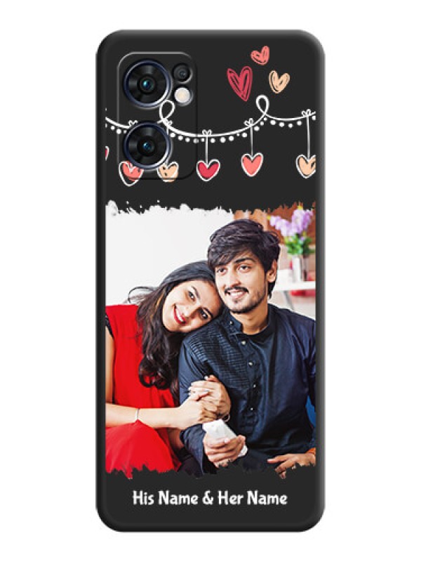 Custom Pink Love Hangings with Name on Space Black Custom Soft Matte Phone Cases - Oppo Reno 7 5G