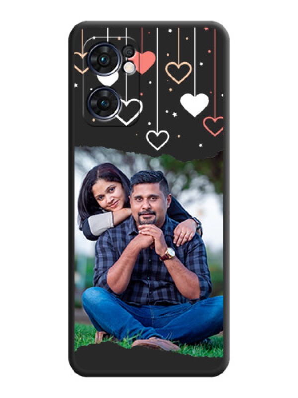 Custom Love Hangings with Splash Wave Picture on Space Black Custom Soft Matte Phone Back Cover - Oppo Reno 7 5G