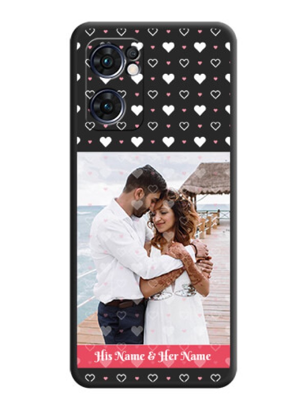 Custom White Color Love Symbols with Text Design on Photo on Space Black Soft Matte Phone Cover - Oppo Reno 7 5G