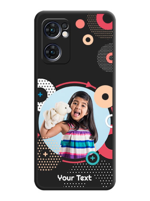 Custom Multicoloured Round Image on Personalised Space Black Soft Matte Cases - Oppo Reno 7 5G