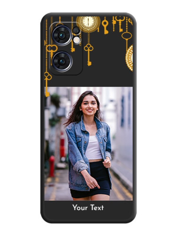 Custom Decorative Design with Text on Space Black Custom Soft Matte Back Cover - Oppo Reno 7 5G