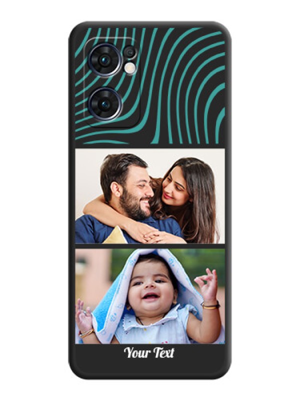 Custom Wave Pattern with 2 Image Holder on Space Black Personalized Soft Matte Phone Covers - Oppo Reno 7 5G