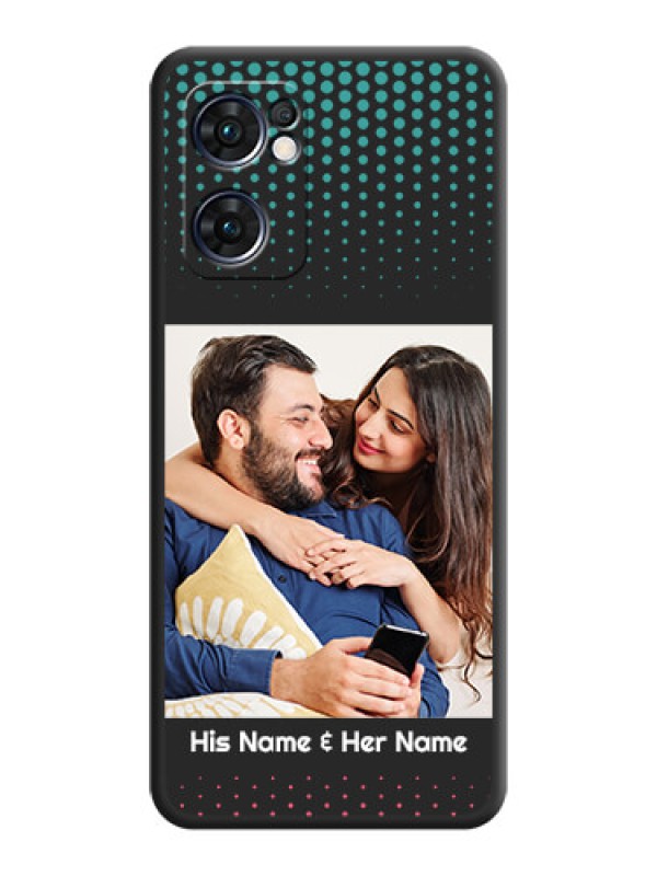 Custom Faded Dots with Grunge Photo Frame and Text on Space Black Custom Soft Matte Phone Cases - Oppo Reno 7 5G
