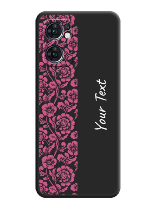 Custom Pink Floral Pattern Design With Custom Text On Space Black Personalized Soft Matte Phone Covers -Oppo Reno 7 5G
