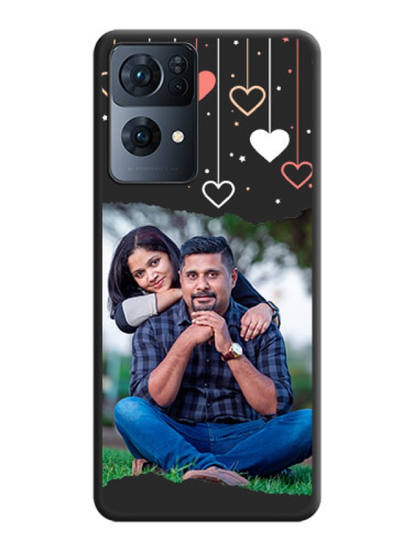 Custom Love Hangings with Splash Wave Picture on Space Black Custom Soft Matte Phone Back Cover - Oppo Reno 7 Pro 5G