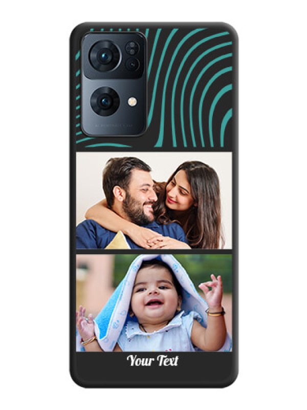 Custom Wave Pattern with 2 Image Holder on Space Black Personalized Soft Matte Phone Covers - Oppo Reno 7 Pro 5G