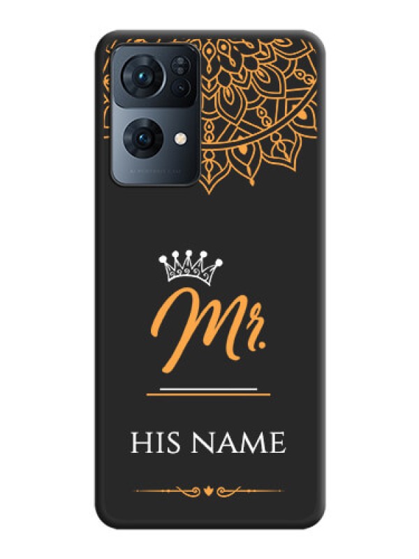 Custom Mr Name with Floral Design  on Personalised Space Black Soft Matte Cases - Oppo Reno 7 Pro 5G