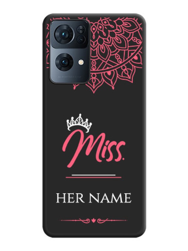 Custom Mrs Name with Floral Design on Space Black Personalized Soft Matte Phone Covers - Oppo Reno 7 Pro 5G