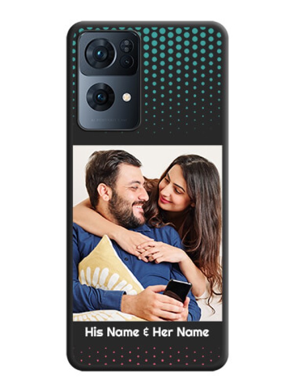 Custom Faded Dots with Grunge Photo Frame and Text on Space Black Custom Soft Matte Phone Cases - Oppo Reno 7 Pro 5G