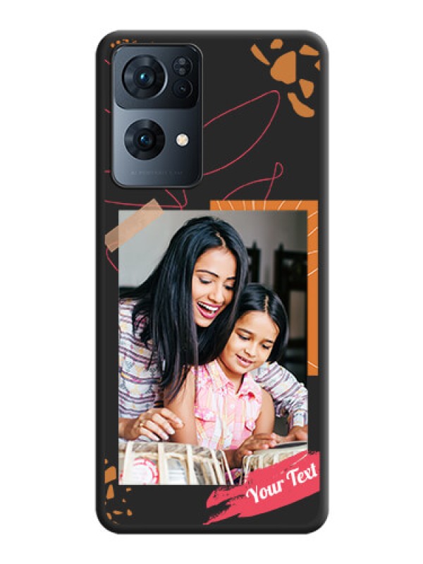 Custom Orange Photo Frame on Space Black Custom Soft Matte Phone Back Cover - Oppo Reno 7 Pro 5G