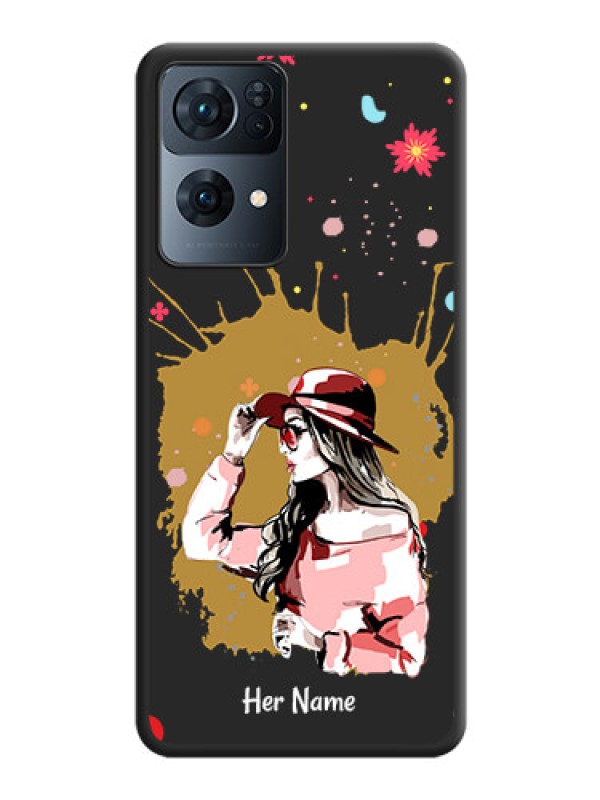 Custom Mordern Lady With Color Splash Background With Custom Text On Space Black Personalized Soft Matte Phone Covers -Oppo Reno 7 Pro 5G