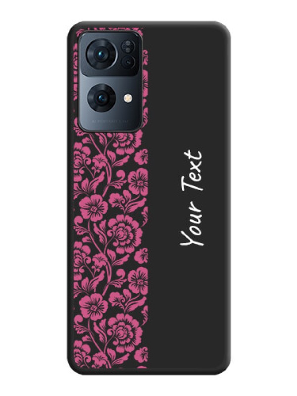 Custom Pink Floral Pattern Design With Custom Text On Space Black Personalized Soft Matte Phone Covers -Oppo Reno 7 Pro 5G