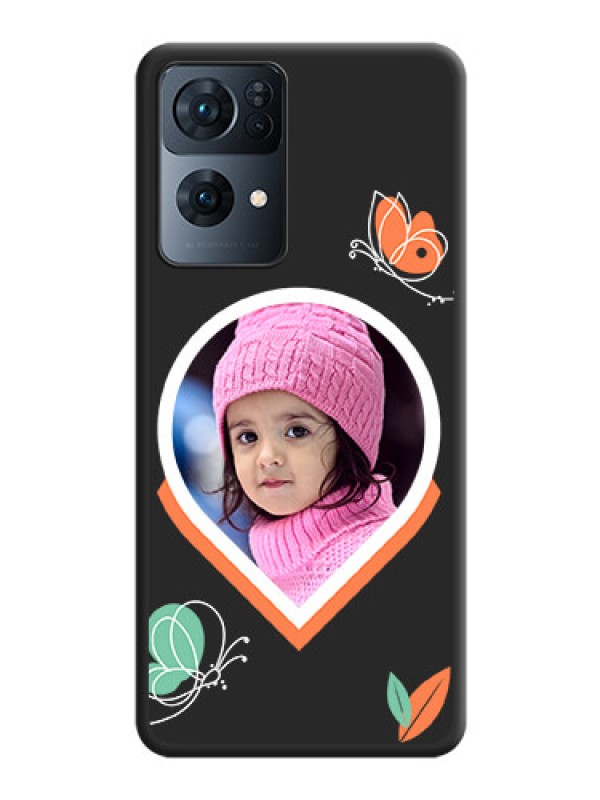 Custom Upload Pic With Simple Butterly Design On Space Black Personalized Soft Matte Phone Covers -Oppo Reno 7 Pro 5G