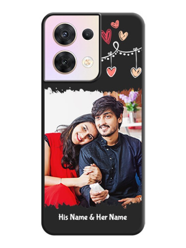 Custom Pink Love Hangings with Name on Space Black Custom Soft Matte Phone Cases - Oppo Reno 8 5G
