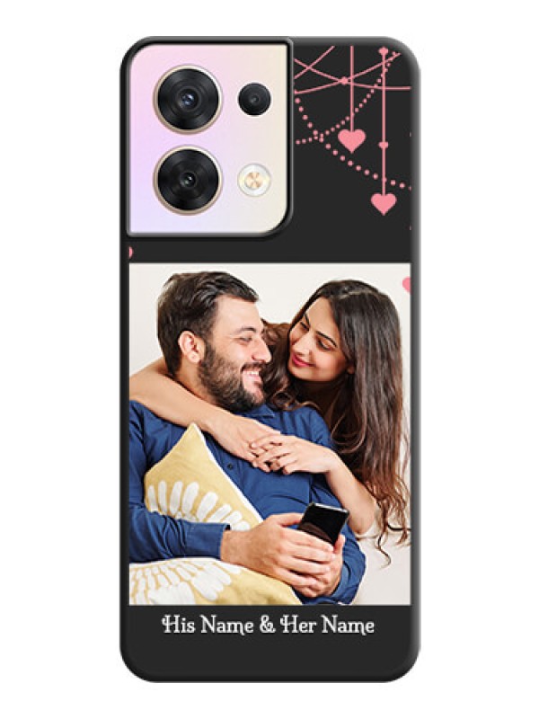 Custom Pink Love Hangings with Text on Space Black Custom Soft Matte Back Cover - Oppo Reno 8 5G