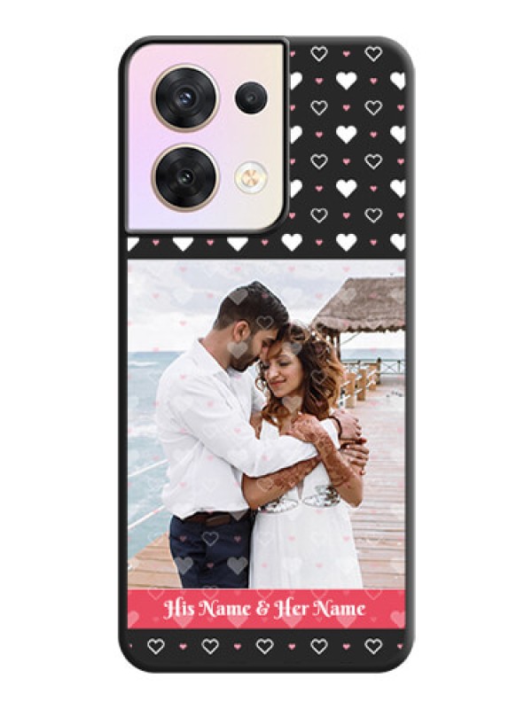 Custom White Color Love Symbols with Text Design on Photo on Space Black Soft Matte Phone Cover - Oppo Reno 8 5G