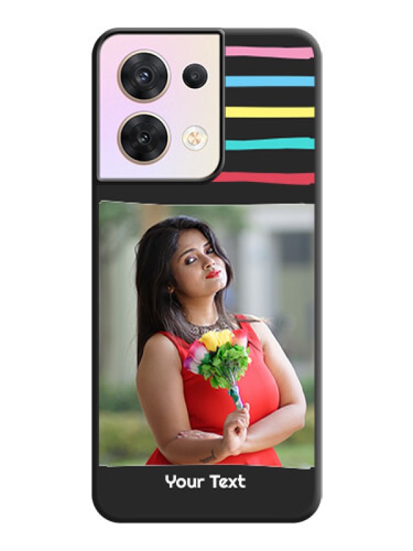 Custom Multicolor Lines with Image on Space Black Personalized Soft Matte Phone Covers - Oppo Reno 8 5G