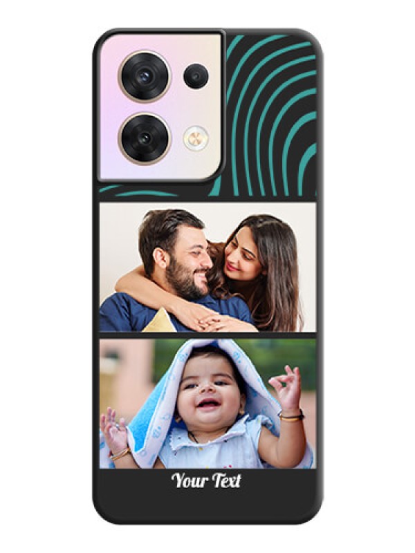 Custom Wave Pattern with 2 Image Holder on Space Black Personalized Soft Matte Phone Covers - Oppo Reno 8 5G