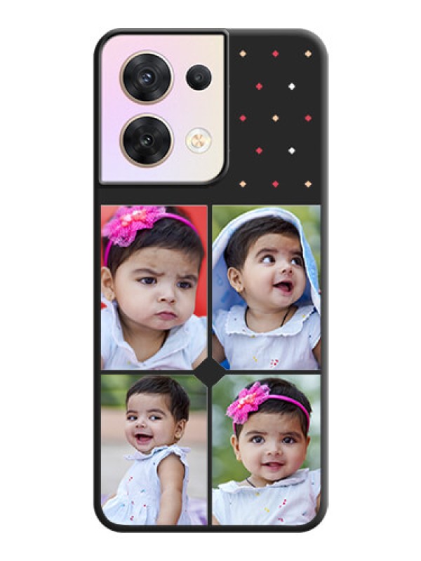 Custom Multicolor Dotted Pattern with 4 Image Holder on Space Black Custom Soft Matte Phone Cases - Oppo Reno 8 5G