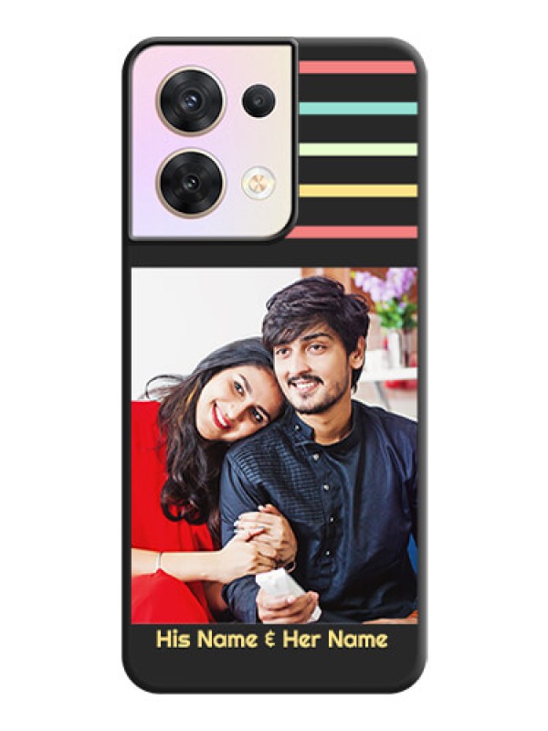 Custom Color Stripes with Photo and Text on Photo on Space Black Soft Matte Mobile Case - Oppo Reno 8 5G