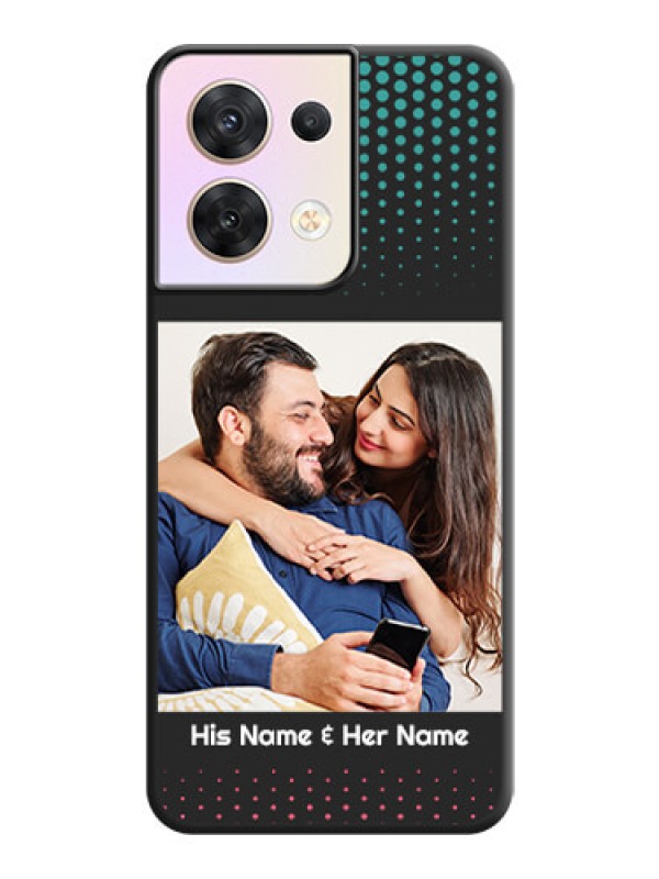 Custom Faded Dots with Grunge Photo Frame and Text on Space Black Custom Soft Matte Phone Cases - Oppo Reno 8 5G