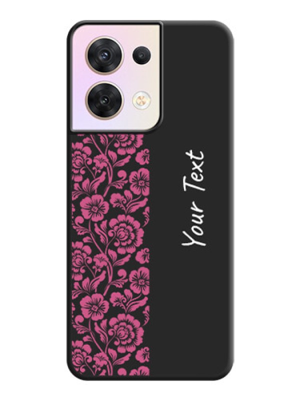 Custom Pink Floral Pattern Design With Custom Text On Space Black Personalized Soft Matte Phone Covers -Oppo Reno 8 5G