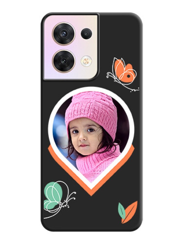 Custom Upload Pic With Simple Butterly Design On Space Black Personalized Soft Matte Phone Covers -Oppo Reno 8 5G