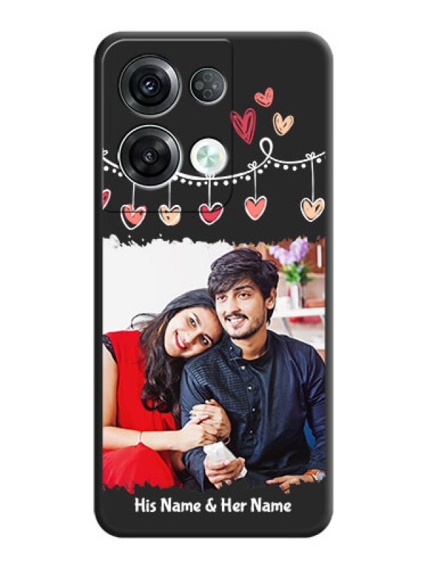 Custom Pink Love Hangings with Name on Space Black Custom Soft Matte Phone Cases - Oppo Reno 8 Pro 5G