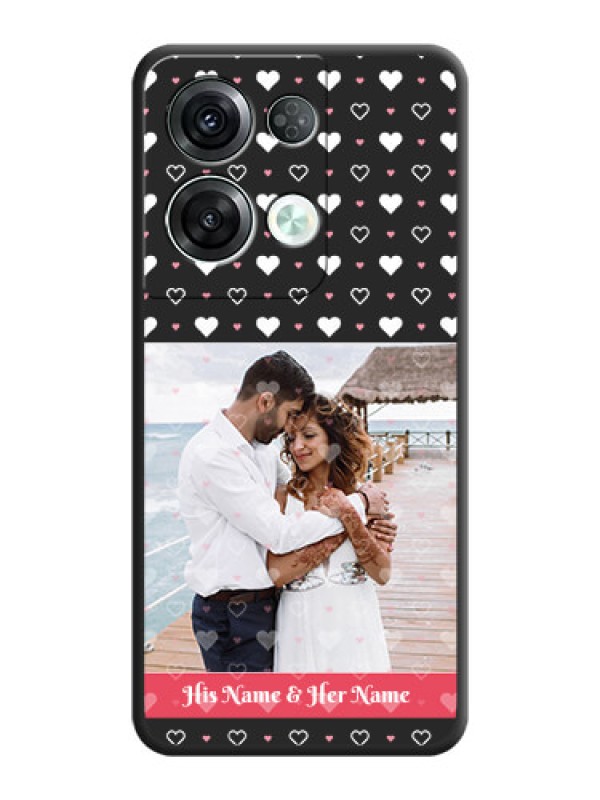 Custom White Color Love Symbols with Text Design on Photo on Space Black Soft Matte Phone Cover - Oppo Reno 8 Pro 5G
