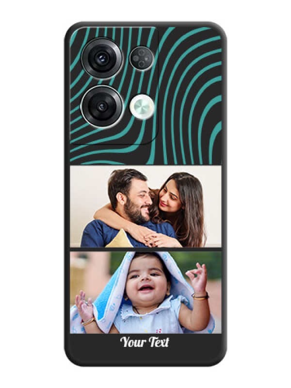 Custom Wave Pattern with 2 Image Holder on Space Black Personalized Soft Matte Phone Covers - Oppo Reno 8 Pro 5G
