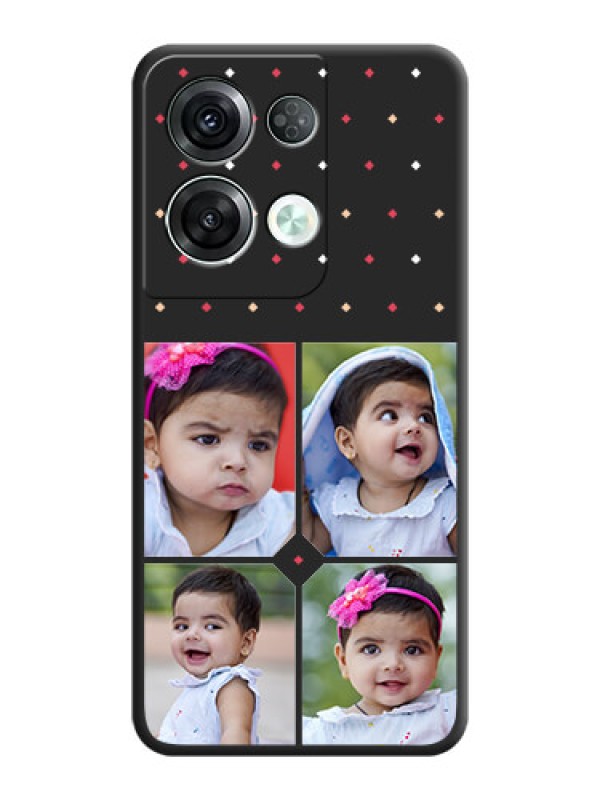 Custom Multicolor Dotted Pattern with 4 Image Holder on Space Black Custom Soft Matte Phone Cases - Oppo Reno 8 Pro 5G