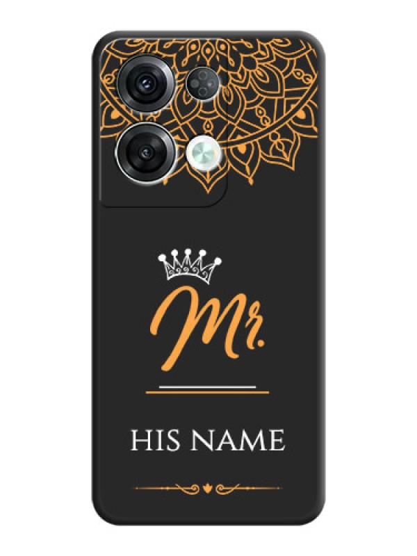Custom Mr Name with Floral Design  on Personalised Space Black Soft Matte Cases - Oppo Reno 8 Pro 5G
