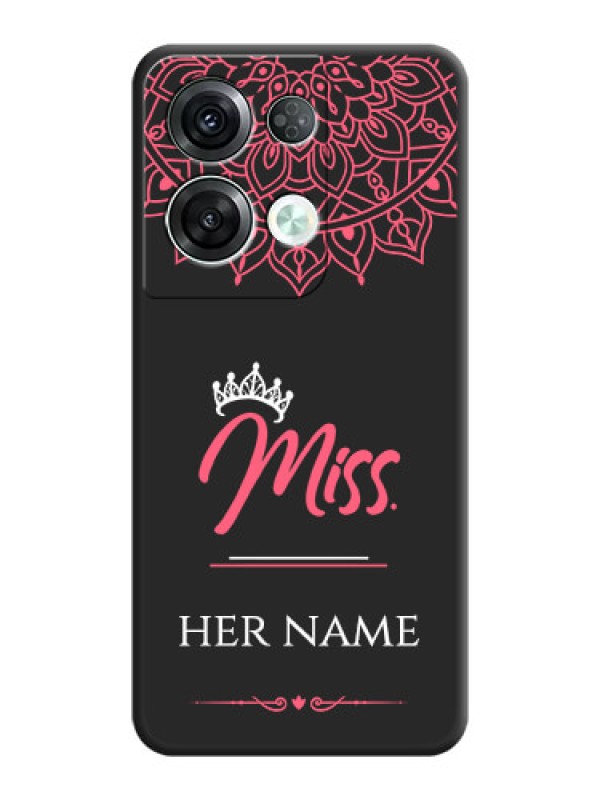 Custom Mrs Name with Floral Design on Space Black Personalized Soft Matte Phone Covers - Oppo Reno 8 Pro 5G