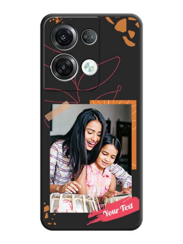 Custom Orange Photo Frame on Space Black Custom Soft Matte Phone Back Cover - Oppo Reno 8 Pro 5G