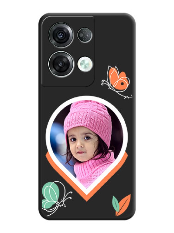 Custom Upload Pic With Simple Butterly Design On Space Black Personalized Soft Matte Phone Covers -Oppo Reno 8 Pro 5G