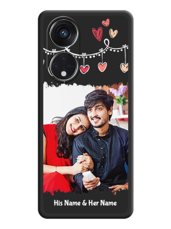 Custom Pink Love Hangings with Name on Space Black Custom Soft Matte Phone Cases - Oppo Reno 8T 5G