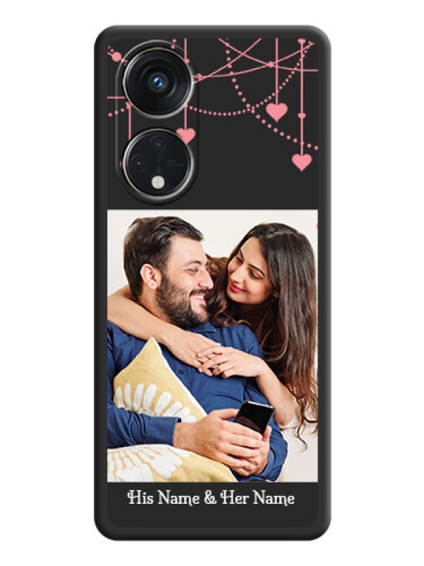 Custom Pink Love Hangings with Text on Space Black Custom Soft Matte Back Cover - Oppo Reno 8T 5G