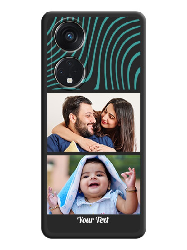 Custom Wave Pattern with 2 Image Holder on Space Black Personalized Soft Matte Phone Covers - Oppo Reno 8T 5G