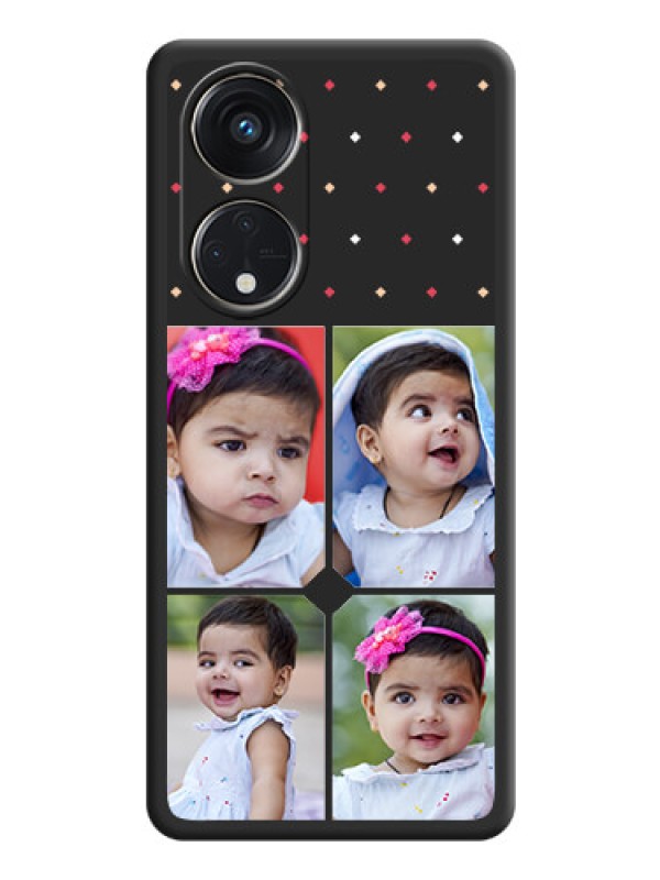 Custom Multicolor Dotted Pattern with 4 Image Holder on Space Black Custom Soft Matte Phone Cases - Oppo Reno 8T 5G